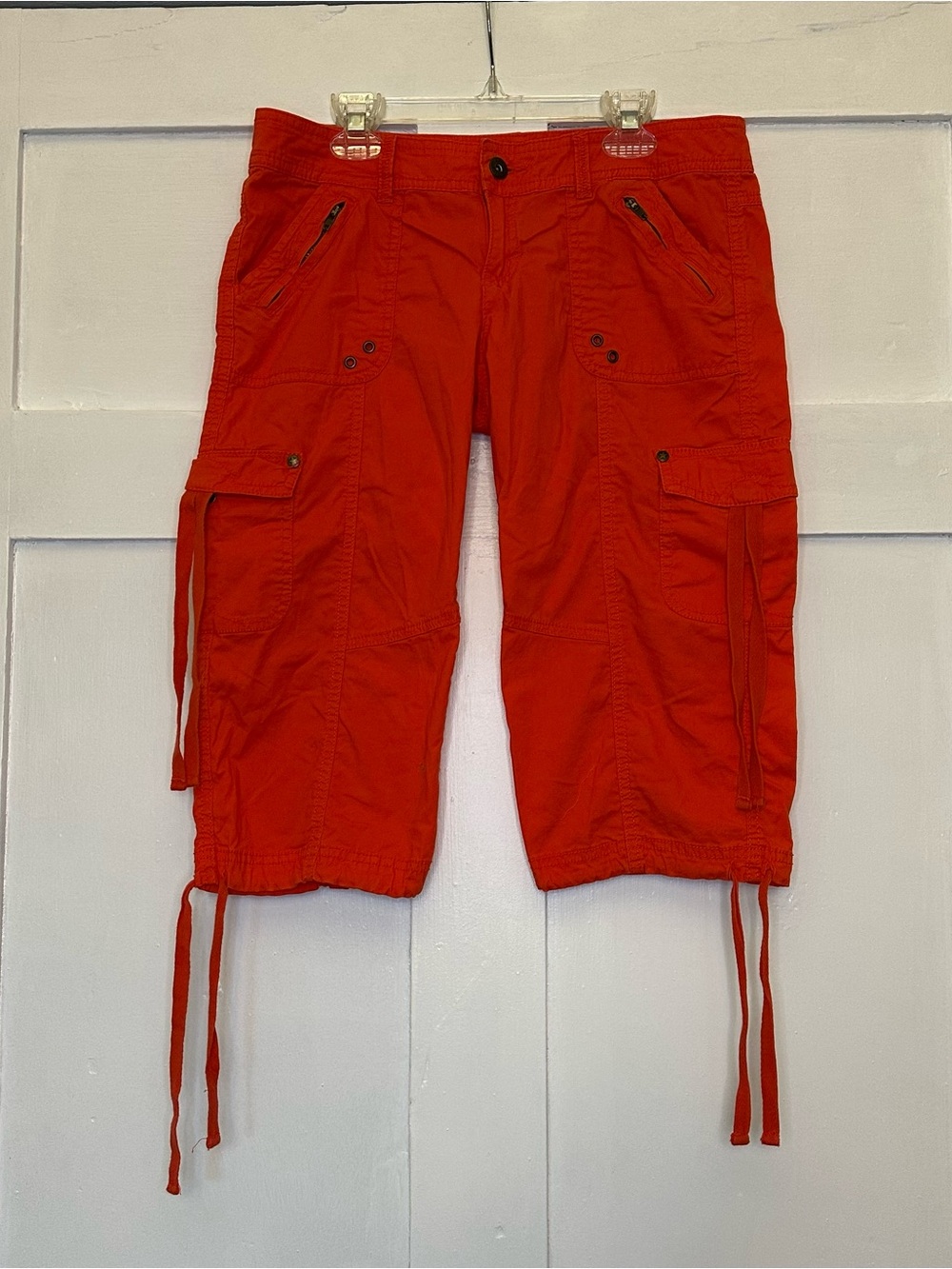 Arizona Jean Company Women's Junior’s Deep Orange Cargo Shorts Sz 7 EUC
